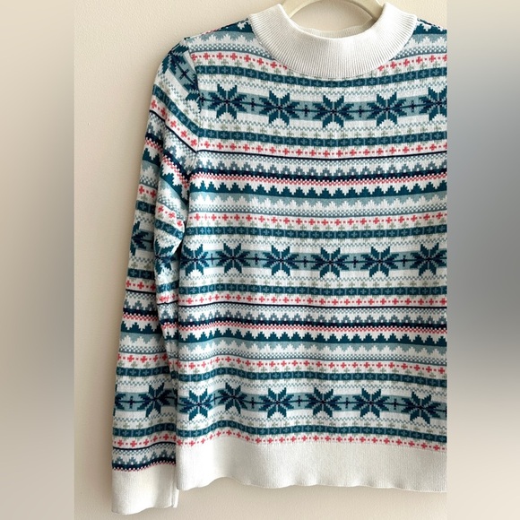 Talbots Petites Fair Isle Mockneck Pullover Sweater, Size Medium - Picture 14 of 15